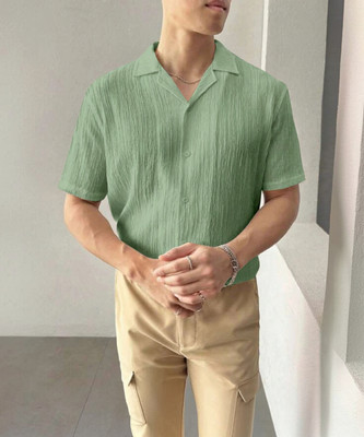 KHANJAN FASHION Men Self Design Casual Light Green Shirt