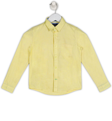 INDIAN TERRAIN Boys Solid Casual Yellow Shirt