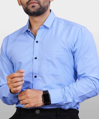 VeBNoR Men Solid Formal Blue Shirt