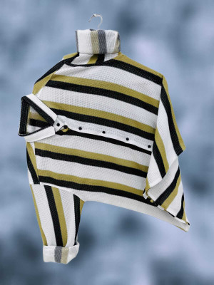 Karmsilk Creation Men Striped Casual Yellow Shirt