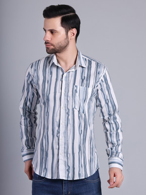RARE CAMEL Men Printed Casual Grey, White Shirt
