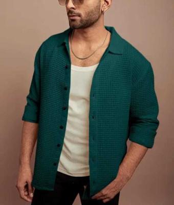 SM FASHION Men Solid Casual Green Shirt