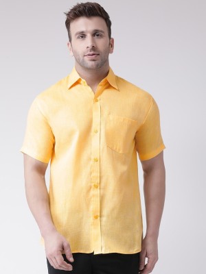 KLOSET BY RIAG Men Self Design Casual Yellow Shirt