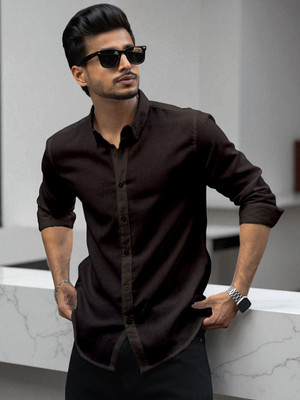 Yanthi Trend Men Solid Casual Purple Shirt