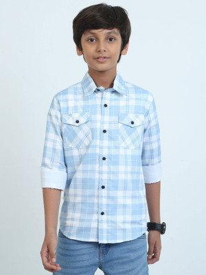 KILLER Boys Checkered Casual Blue Shirt
