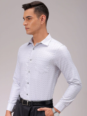 The Indian Garage Co. Men Checkered Formal Grey Shirt