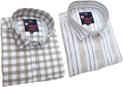 Vellical Men Checkered, Striped Casual Multicolor Shirt(Pack of 2)