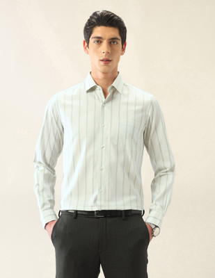 ARROW Men Striped Formal Green Shirt