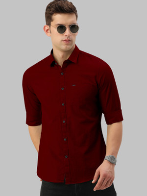 Growwax Men Solid Formal Maroon Shirt