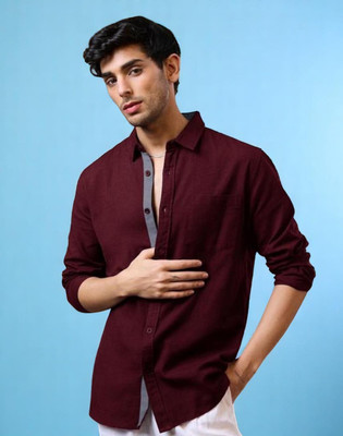 LAXMI TRENDING Men Solid Casual Maroon Shirt