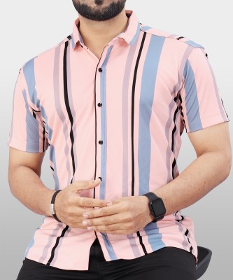 VeBNoR Men Printed Casual Pink Shirt
