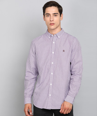 United Colors of Benetton Men Striped Casual Purple Shirt