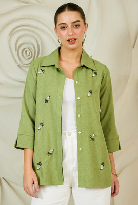 Shally Bhasin By Athena Women Printed Party Green Shirt