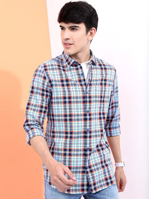 HIGHLANDER Men Solid Casual Blue Shirt