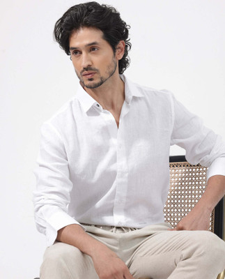 RARE RABBIT Men Solid Formal White Shirt