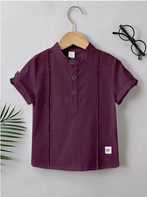LIMDILEVEN Boys Solid Casual Maroon Shirt