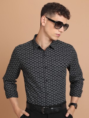 KETCH Men Printed Formal Black Shirt