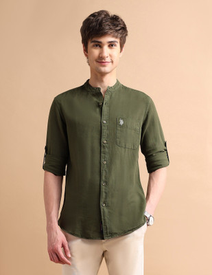 U.S. POLO ASSN. Men Solid Casual Green Shirt