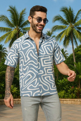 Surhi Men Printed Casual Light Blue Shirt