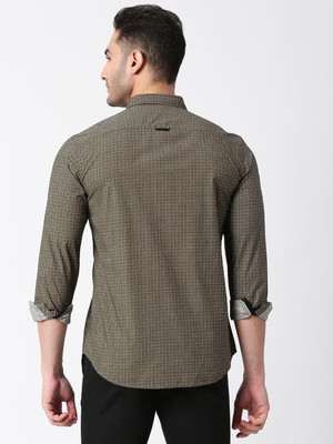 BASICS Men Printed Casual Green Shirt