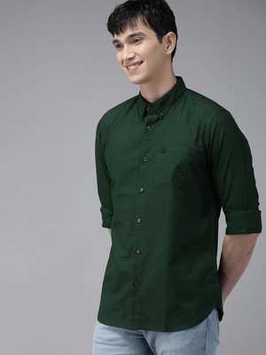 THE BEAR HOUSE Men Solid Casual Green Shirt