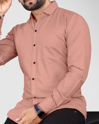 NIVICK Men Solid Casual Orange Shirt