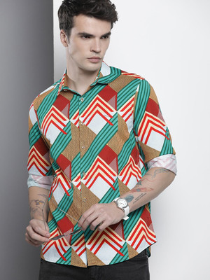 The Indian Garage Co. Men Printed Party Red Shirt
