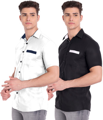 Vida Loca Men Solid Casual Black Shirt(Pack of 2)