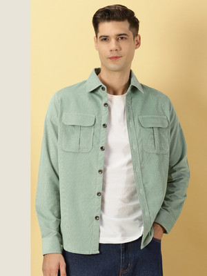 THOMAS SCOTT Men Self Design Casual Green Shirt
