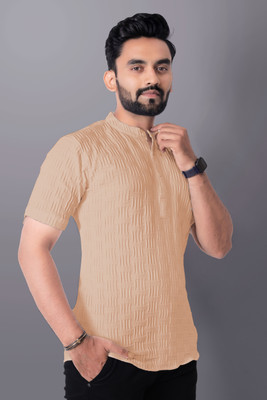 Paralians Men Solid Casual Beige, Black Shirt