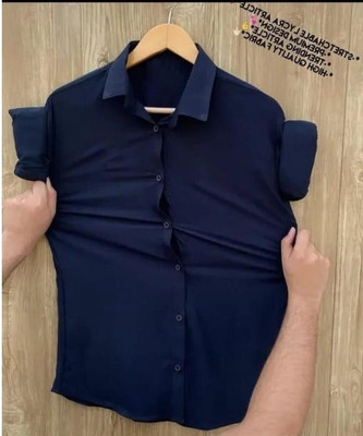 ALVIN ENTERPRISE Men Solid Casual Dark Blue Shirt