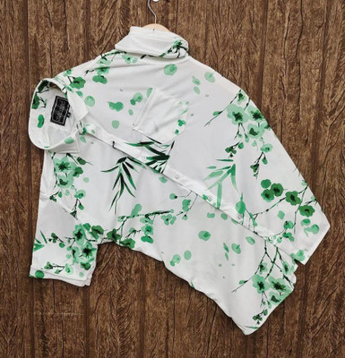 Marmic Fab Men Printed Casual White Shirt