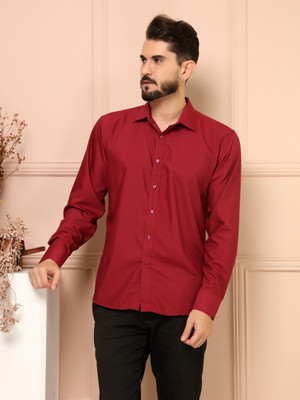 Pactimo Men Solid Casual Red Shirt