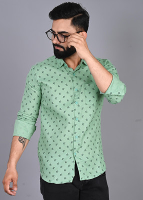 FUBAR Men Printed Casual Green Shirt