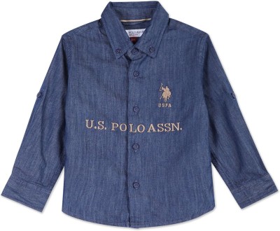 U.S. POLO ASSN. Baby Boys Solid Casual Blue Shirt
