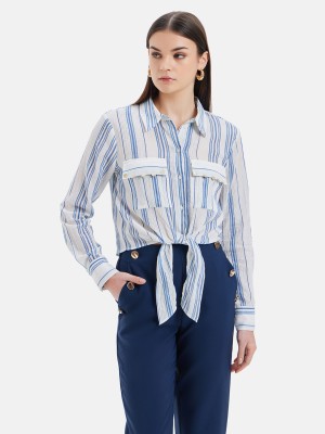 KAZO Women Striped Casual Multicolor Shirt