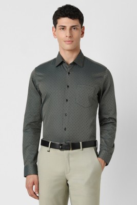 VAN HEUSEN Men Printed Formal Dark Green Shirt