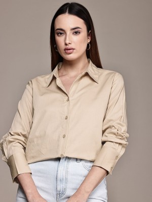 French Connection Women Solid Casual Beige Shirt