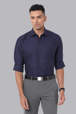VAN HEUSEN Men Self Design Formal Dark Blue Shirt