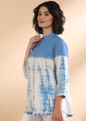 CORSICA Women Dyed/Ombre Casual Blue, White Shirt