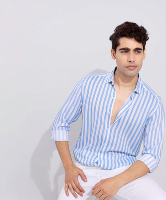 U TURN Men Printed Casual Blue Shirt