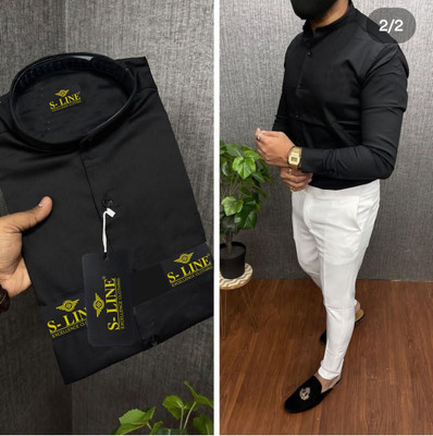 S-LINE Men Printed Casual Black Shirt