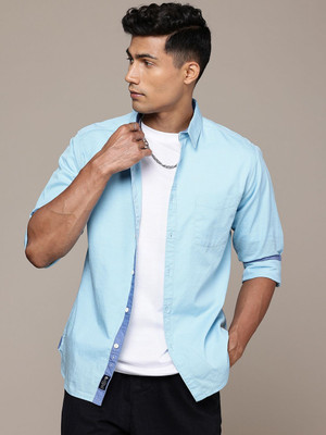 Roadster Men Solid Casual Blue Shirt