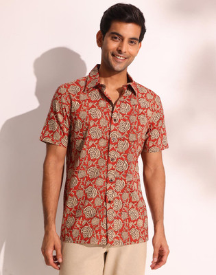 Fabindia Men Printed Casual Red Shirt