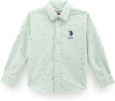 U.S. POLO ASSN. Boys Printed Casual Light Green, Green Shirt