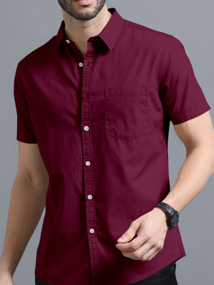 VTEXX Men Solid Casual Maroon Shirt