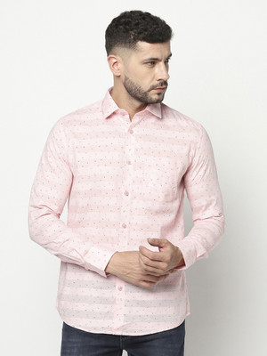 CRIMSOUNE CLUB Men Printed Casual Pink Shirt