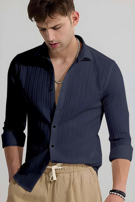 COMBRAIDED Men Solid Formal Blue Shirt