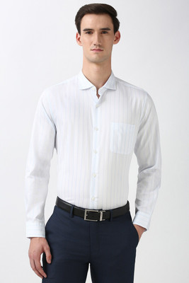 PETER ENGLAND Men Striped Formal White Shirt