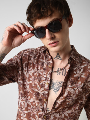 VASTRADO Men Self Design Casual Brown Shirt